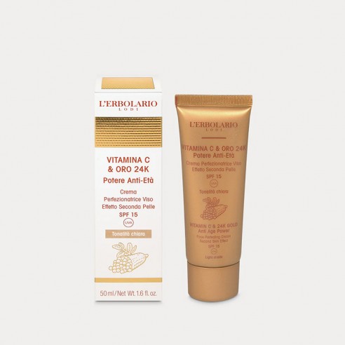 L'Erbolario - Vitamina C & Oro 24K Crema Perfezionatrice Viso SPF 15 - tonalità CHIARA