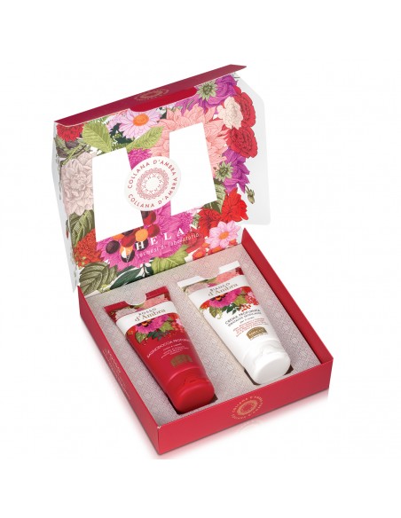 Helan - Collana d'Ambra Cofanetto con Bagnodoccia Rosso d'Ambra e Crema Profumata Bianco d'Ambra