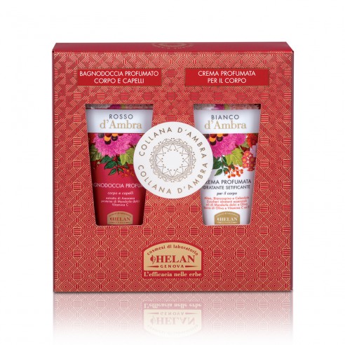 Helan - Collana d'Ambra Cofanetto con Bagnodoccia Rosso d'Ambra e Crema Profumata Bianco d'Ambra
