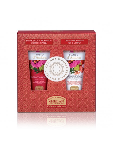 Helan - Collana d'Ambra Cofanetto con Bagnodoccia Rosso d'Ambra e Crema Profumata Bianco d'Ambra
